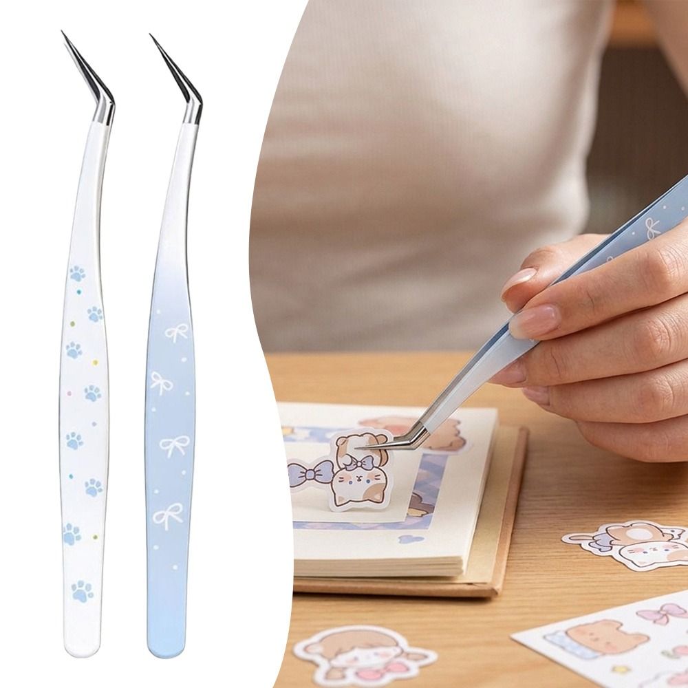 Lash Mapping Sticker - ملقط منحني من الفولاذ المقاوم للصدأ