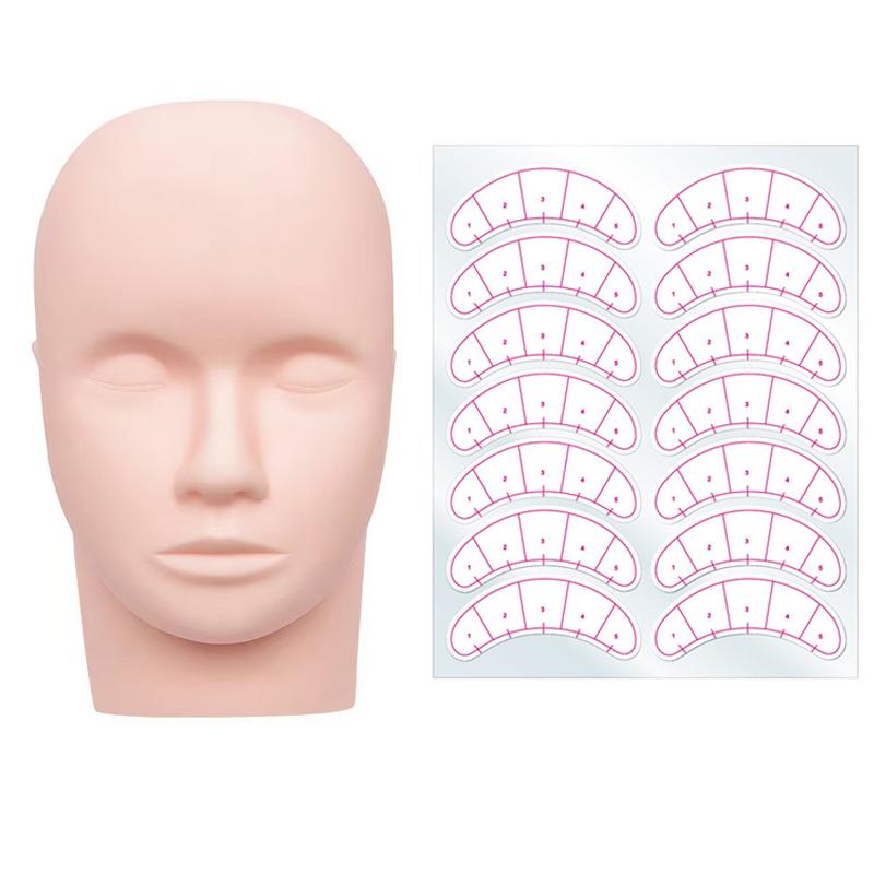 Lash Mapping Sticker - رأس تدريب واحد و10 أوراق ملصقات